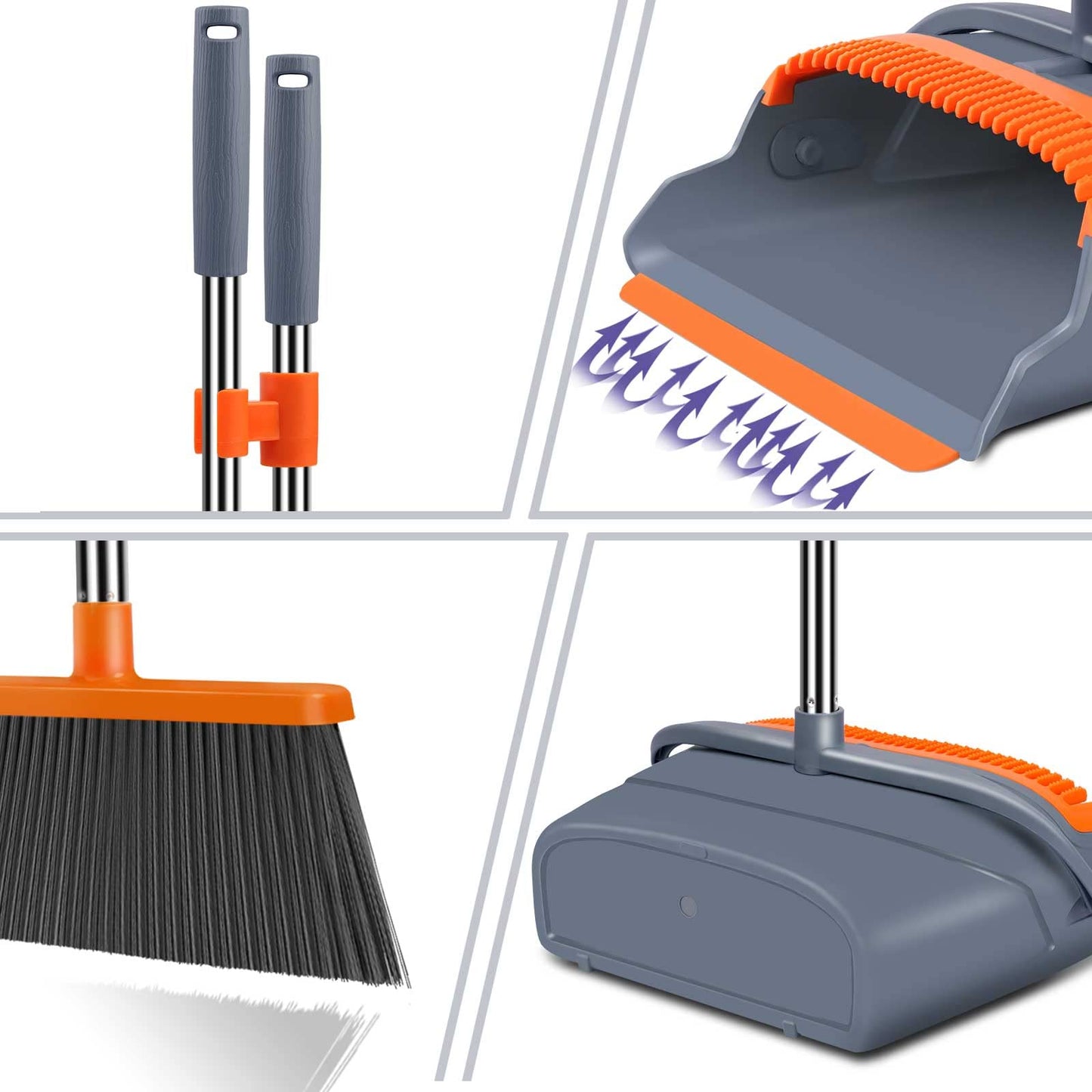 Kelamayi Stand Up Broom and Dustpan for Home Cleaning