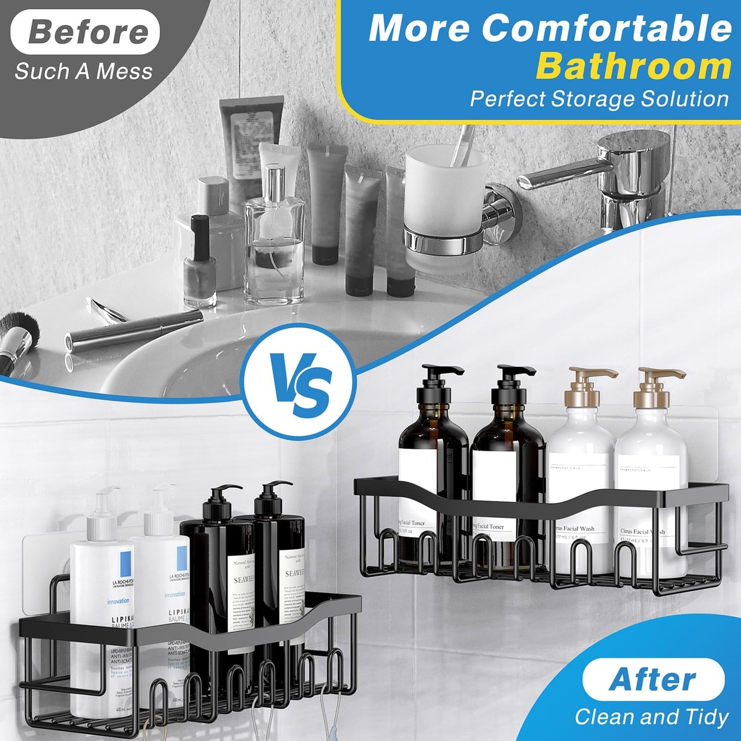 EUDELE Bathroom Shower Organizer Set – 5 Pack