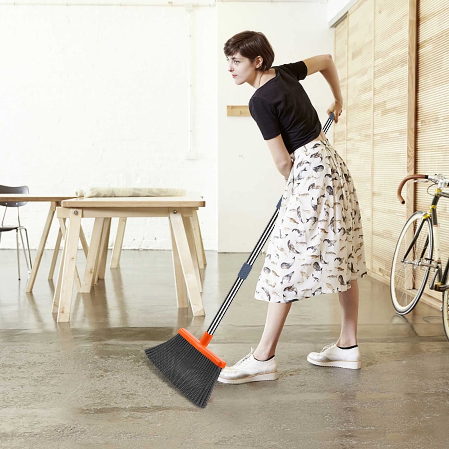 Kelamayi Stand Up Broom and Dustpan for Home Cleaning