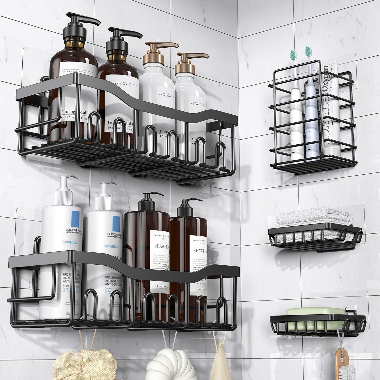 EUDELE Bathroom Shower Organizer Set – 5 Pack
