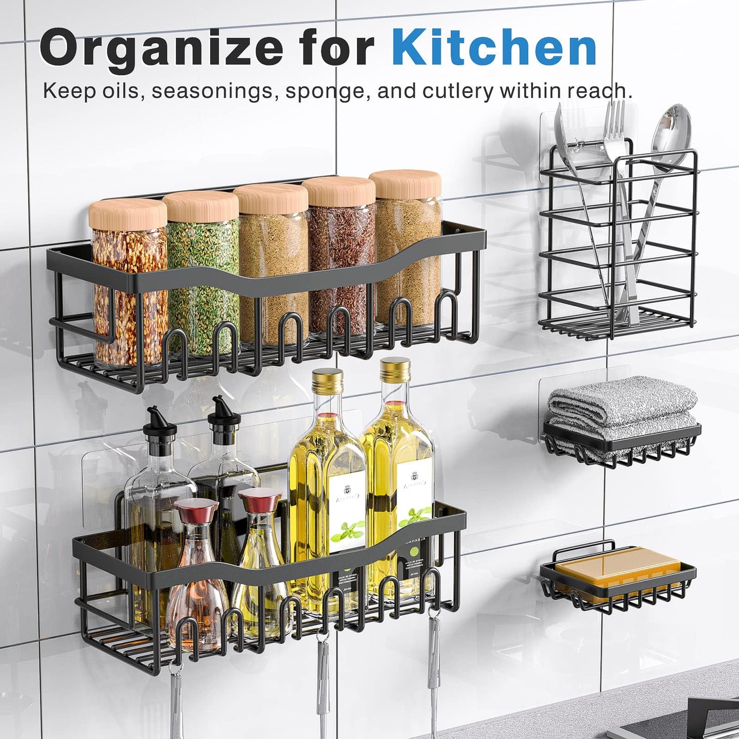 EUDELE Bathroom Shower Organizer Set – 5 Pack